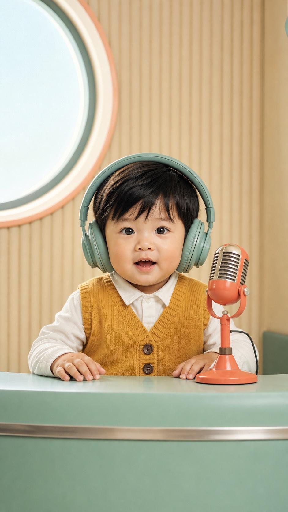 Podcast-Style Baby family portrait example