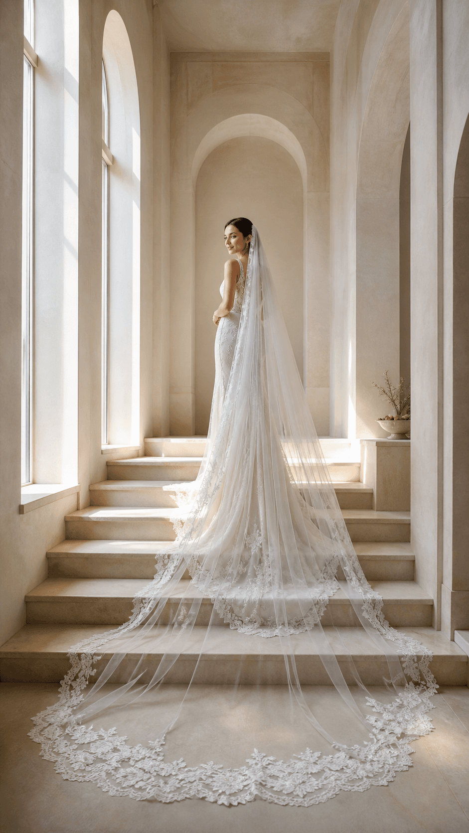 Cathedral Veil Try-On family portrait example