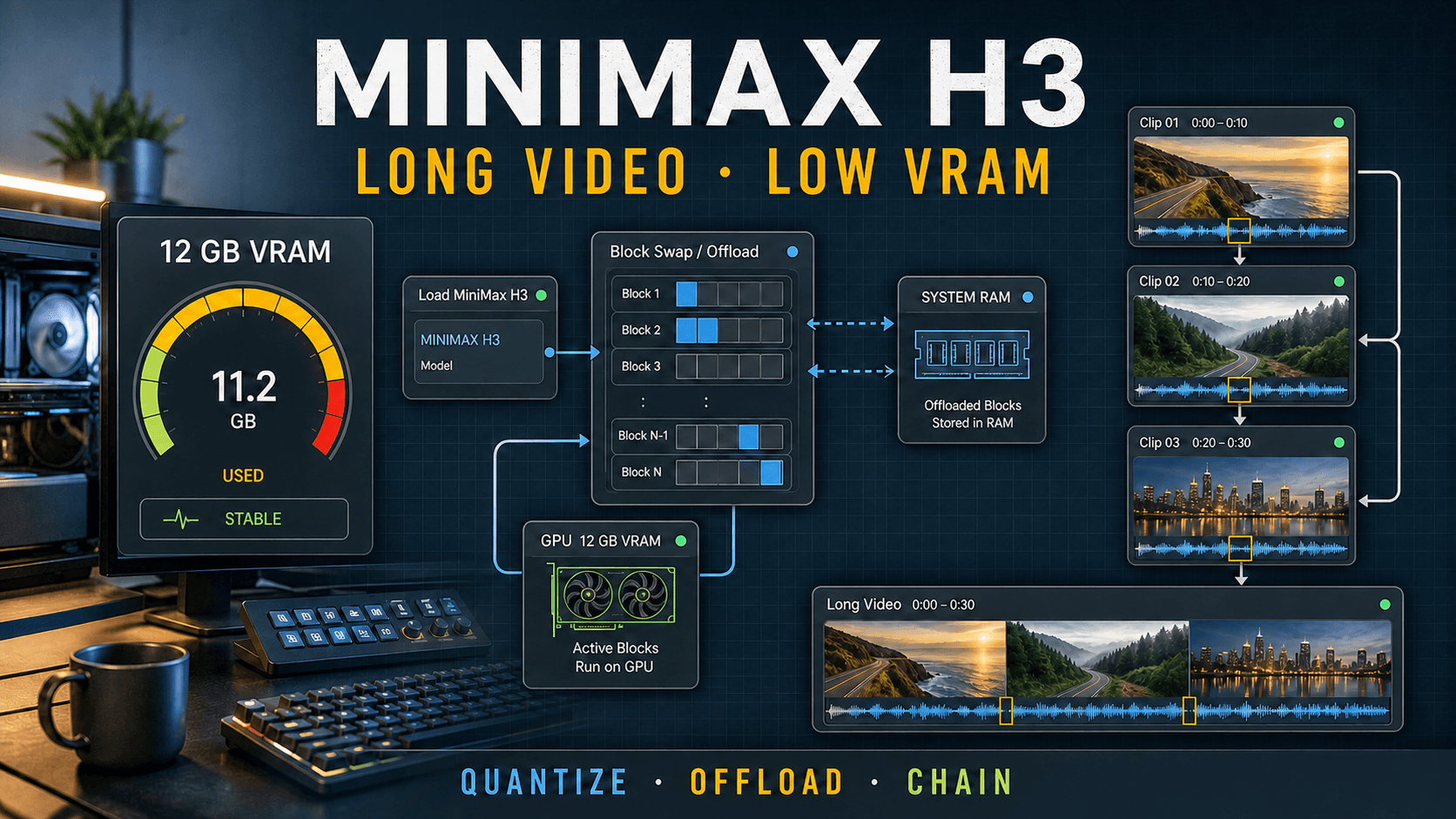 Рабочий процесс MiniMax H3 для длинных видео при низком объёме видеопамяти: локальное руководство на 2026 год