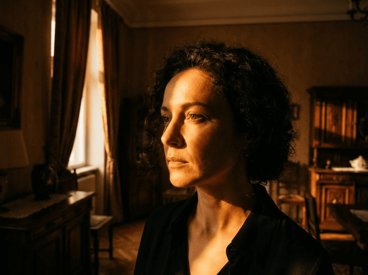 Portrait with dramatic light and shadow