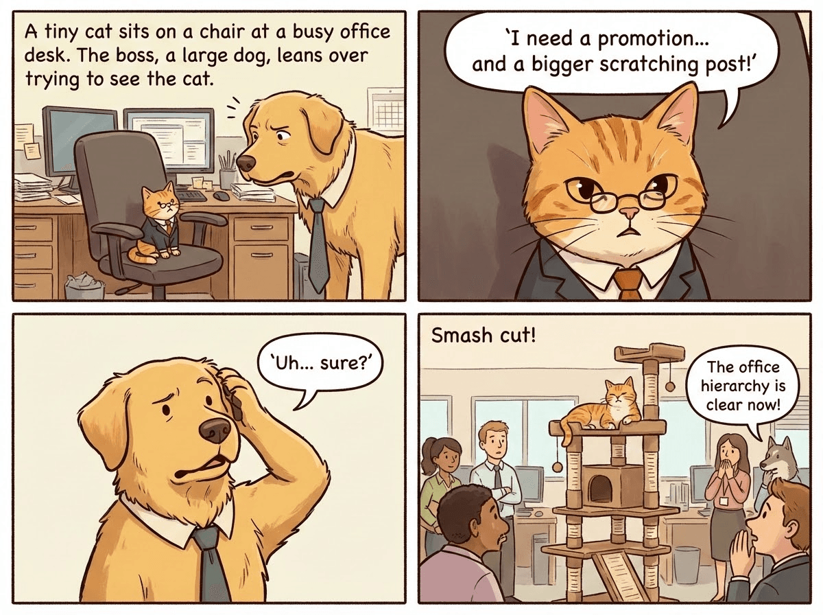 Vierteiliger Comicstrip