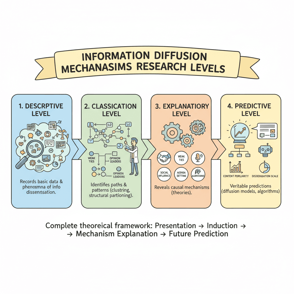 Vierstufiges Diagramm der Informationsdiffusion
